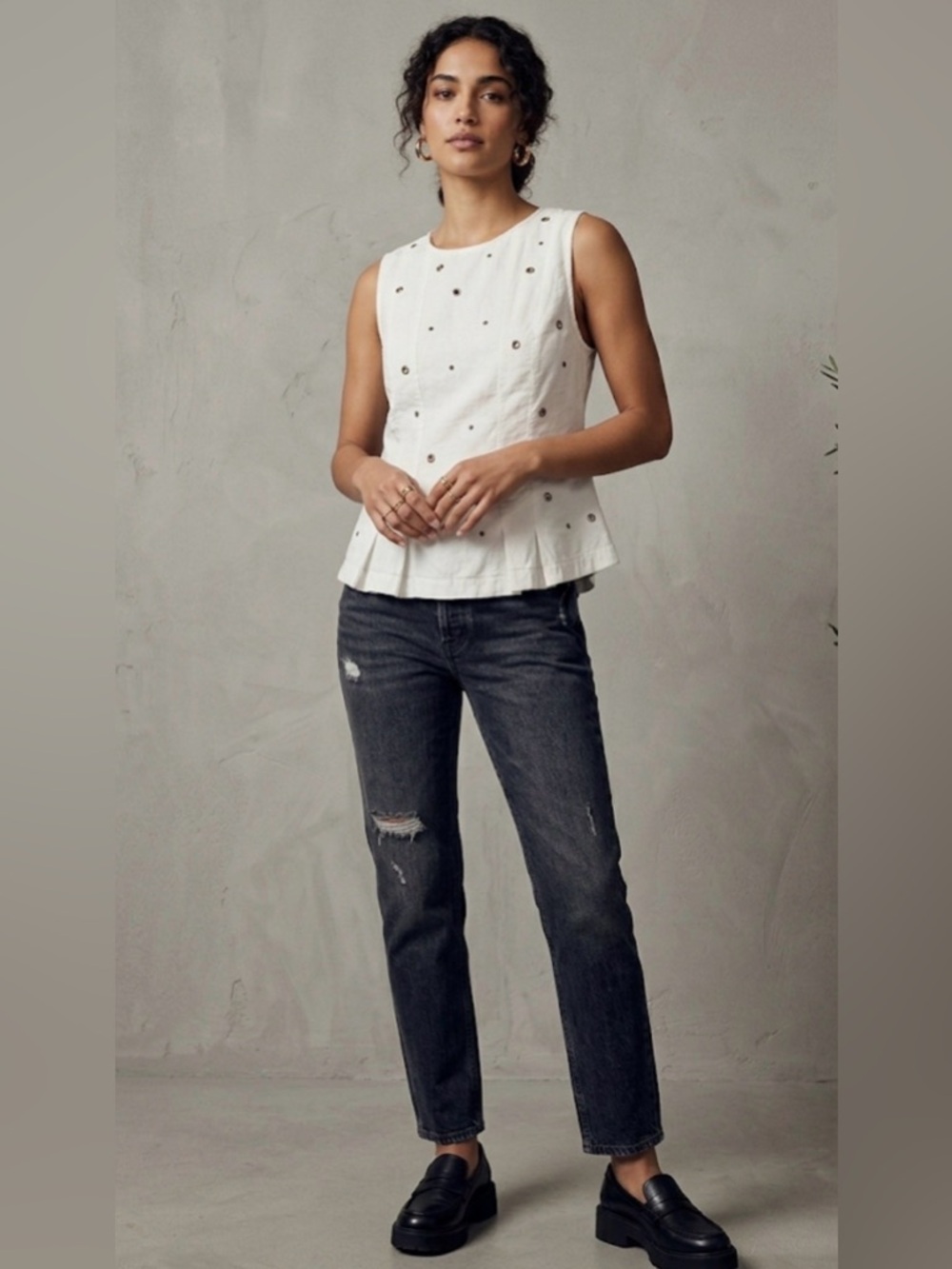 Free People Touch Of Metal Grommet Tank